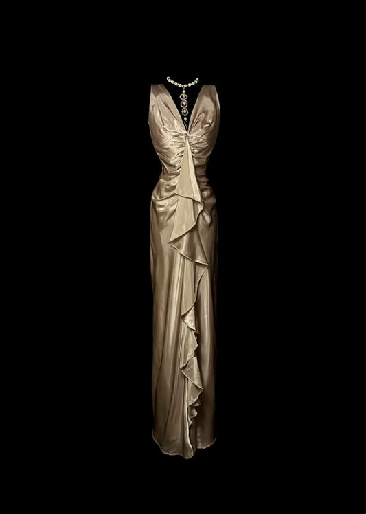 Gorgeous Prom Dress V-neck Pleated Long Prom Dress Evening Dress Birthday Party Dress D3178