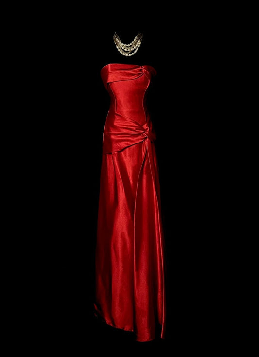 Elegant Prom Dress Strapless Pleated Long Prom Dress Evening Dress Birthday Party Dress D3179