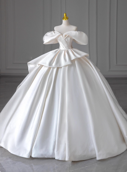 Elegant Wedding Dress Off Shoulder Pleated Wedding Dress D3186