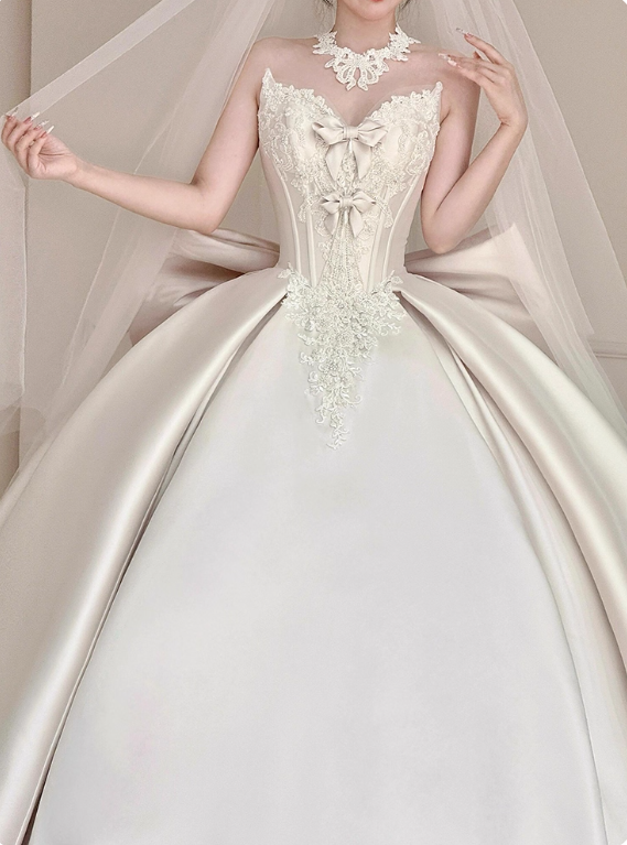 Elegant Wedding Dress Sweetheart Pleated Wedding Dress D3195