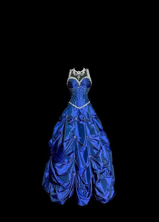 Charming Prom Dress Blue Spaghetti Straps Pleated Long Prom Dress Birthday Dress Ball Gown D3202