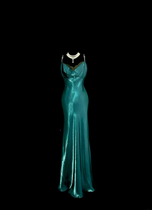 Elegant Prom Dress Green Spaghetti Straps Long Prom Dress Birthday Dress Evening Dress D3203
