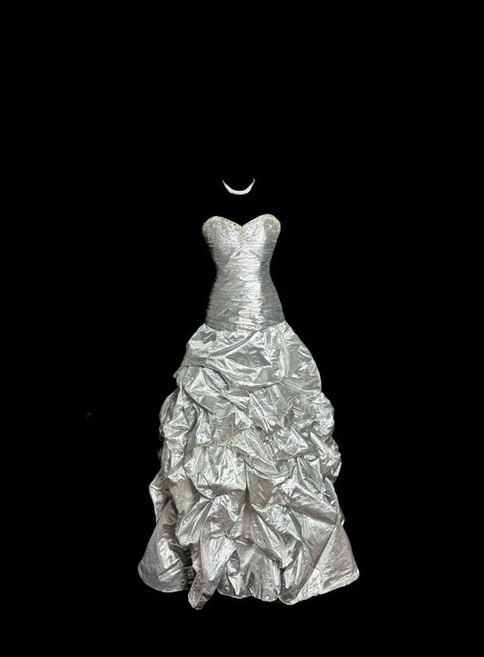 Stunning Prom Dress Silver Sweetheart Pleated Evening Dress Gala Dress D3218