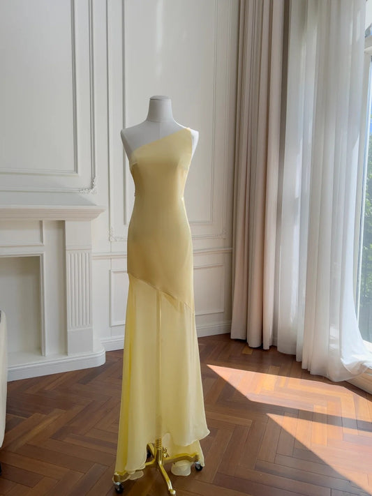 Stunning Prom Dress One Shoulder Tulle Long Birthday Party Outfits Cocktail Dress D3274