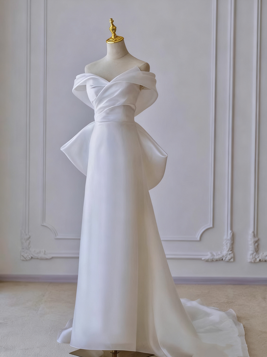 Pretty Wedding Dress A Line Off Shoulder Pleated Wedding Dress D3297