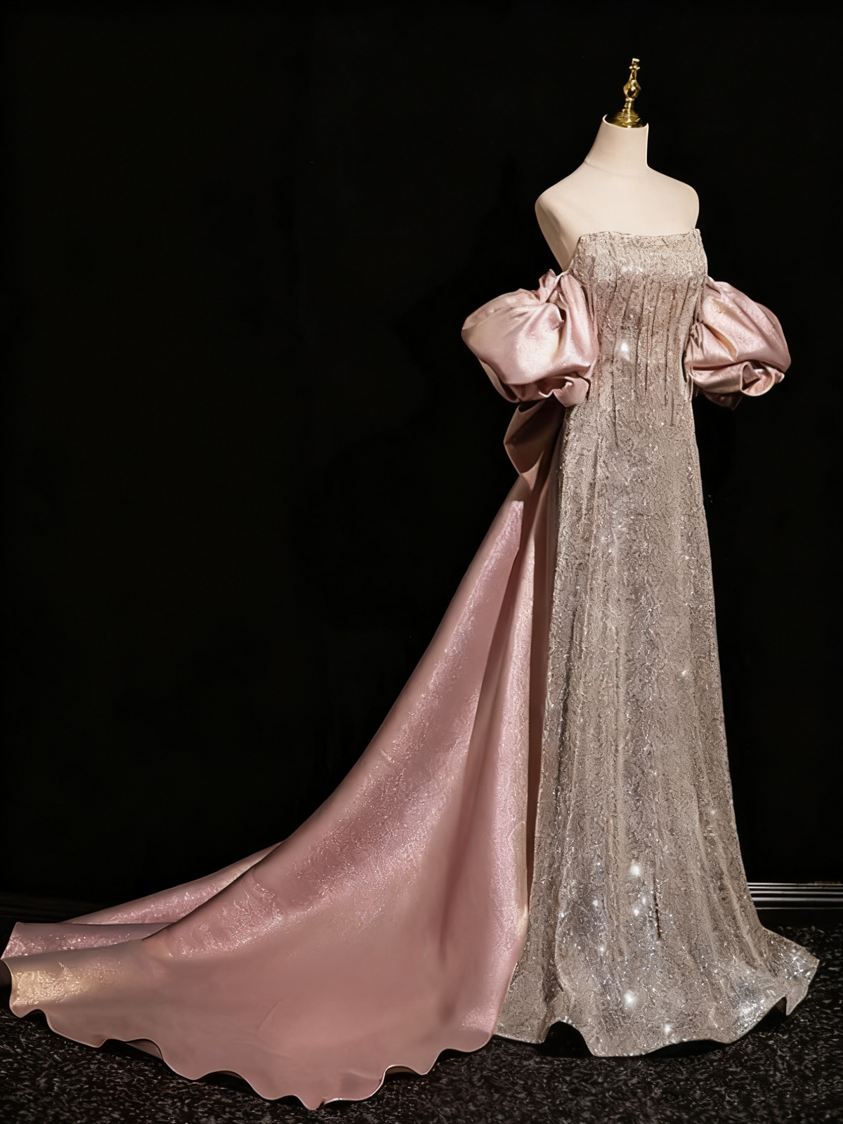 Shiny Prom Dress A Line Strapless Evening Gown Birthday Party Outfits D3311