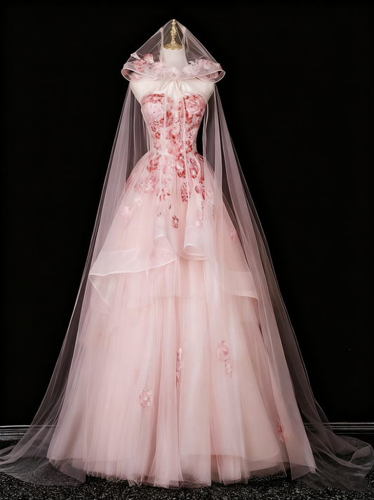Shiny Prom Dress Sweetheart Tulle Floral Birthday Party Outfits Evening Ball Gown D3313