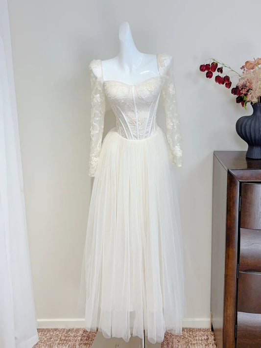 Elegant Prom Dress Square Neck Tulle Cocktail Dress Birthday Party Dress D3344