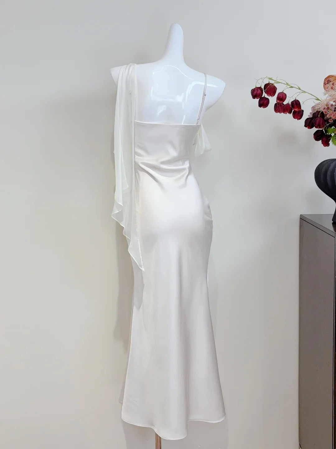 Minimalist Prom Dress Asymmetrical Neck Pleated Mermaid Cocktail Dress Birthday Party Outfits D3347