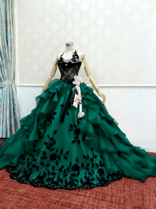 Gorgeous Prom Dress Halter Ruffle Quinceanera Dress Evening Dress Ball Gown D3385