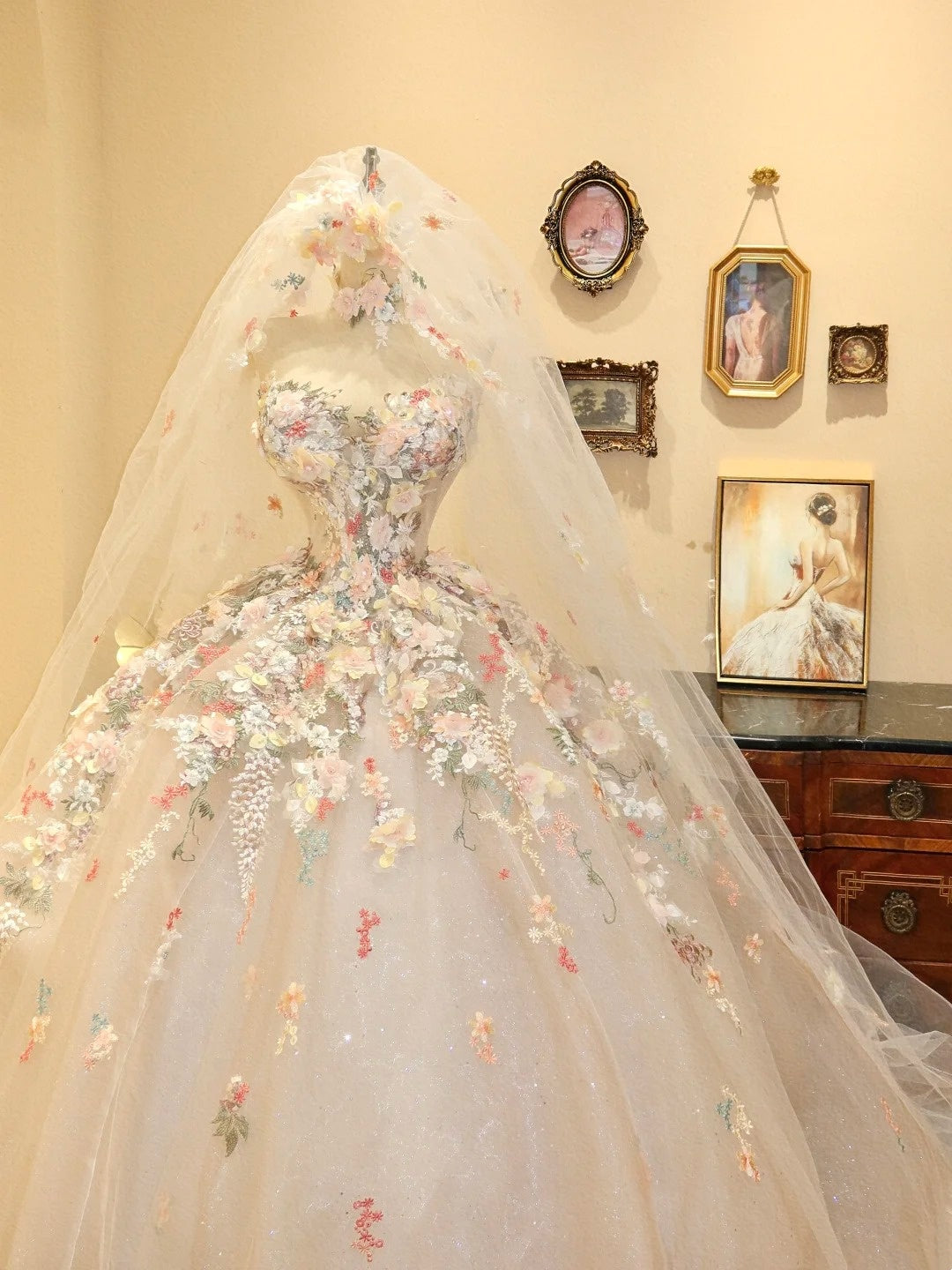 Stunning Prom Dress Sweetheart Floral Ball Gown Evening Dress Quinceanera Dress D3394