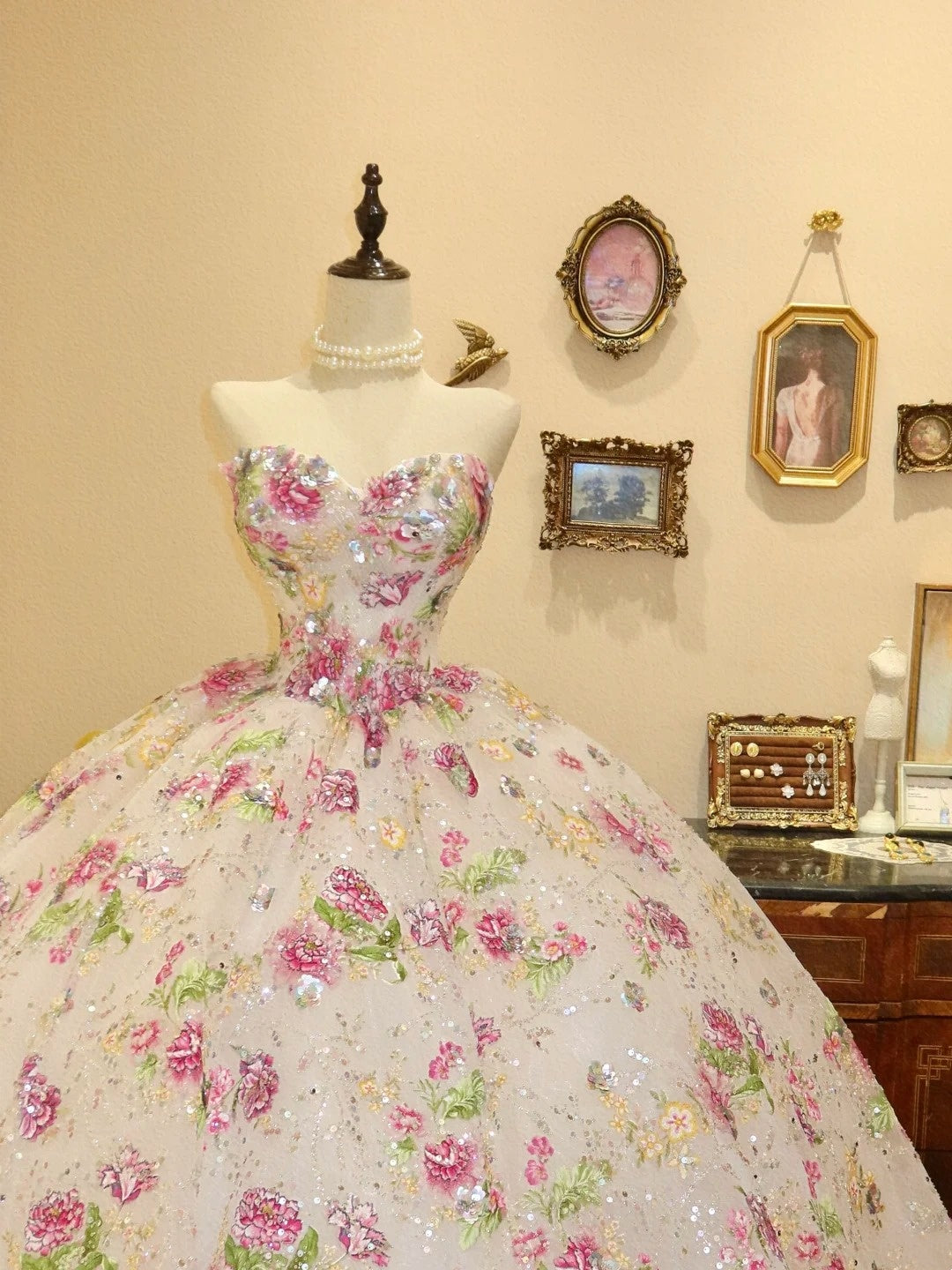 Charming Prom Dress Sweetheart Flower Ball Gown Evening Dress Quinceanera Dress D3395