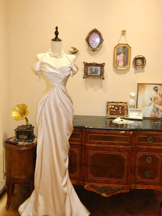Elegant Prom Dress Off Shoulder Pleated Mermaid Evening Dress Birthday Party Dress D3407