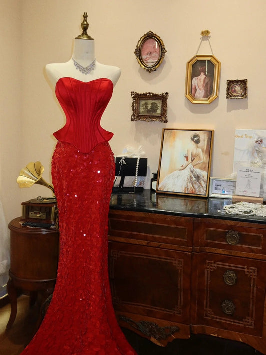 Shiny Prom Dress Sweetheart Sequins Mermaid Evening Dress Gala Dress Birthday Party Dress D3415