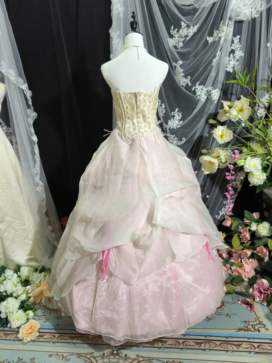Charming Prom Dress Strapless Pleated Ball Gown Evening Dress Sweet 16 Dress D3427