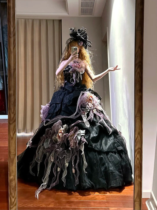 Charming Prom Dress Strapless Pleated Ball Gown Birthday Party Dress D3445