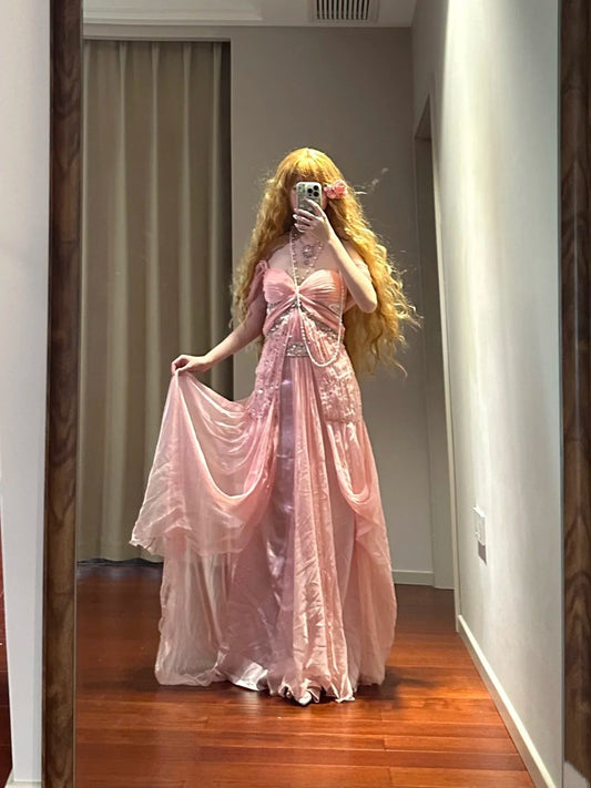 Charming Prom Dress Off Shoulder Pleated Long Evening Gown Birthday Party Dress D3448