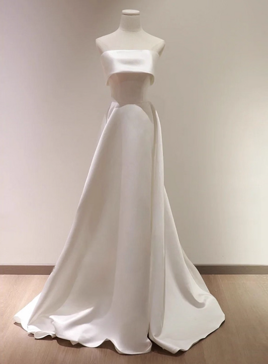 Minimalist Wedding Dress A Line Strapless Wedding Dress D3489