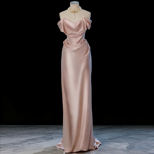 Minimalist Prom Dress Strapless Pleated Gala Dress Evening Dress D3505