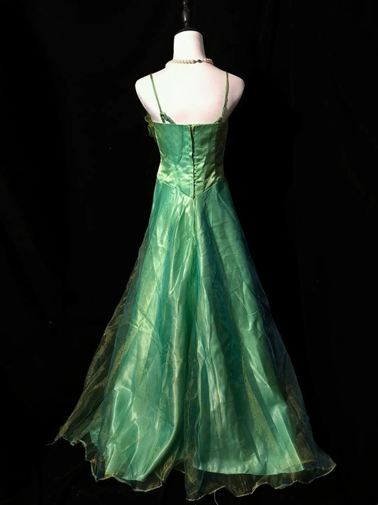 Stunning Prom Dress A Line Spaghetti Straps Tulle Flower Evening Dress Birthday Party Dress D3552