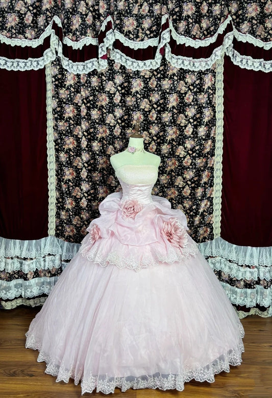 Sweet Prom Dress Strapless Pleated Ball Gown Evening Dress Quinceanera Dress D3574