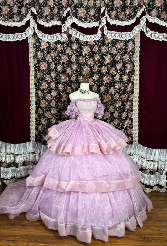 Beauty Prom Dress Off Shoulder Pleated Tulle Ball Gown Evening Dress Sweet 16 Dress D3576