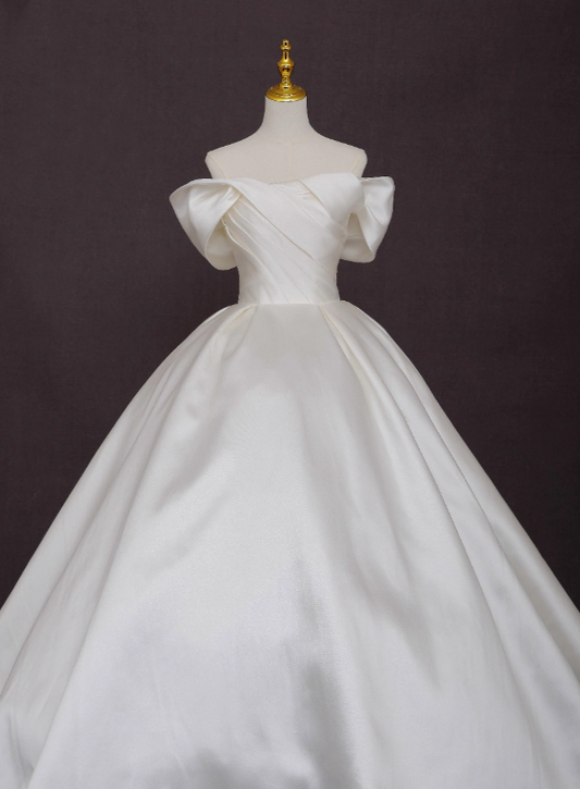 Elegant Wedding Dress Off Shoulder Pleated Wedding Dress D3577
