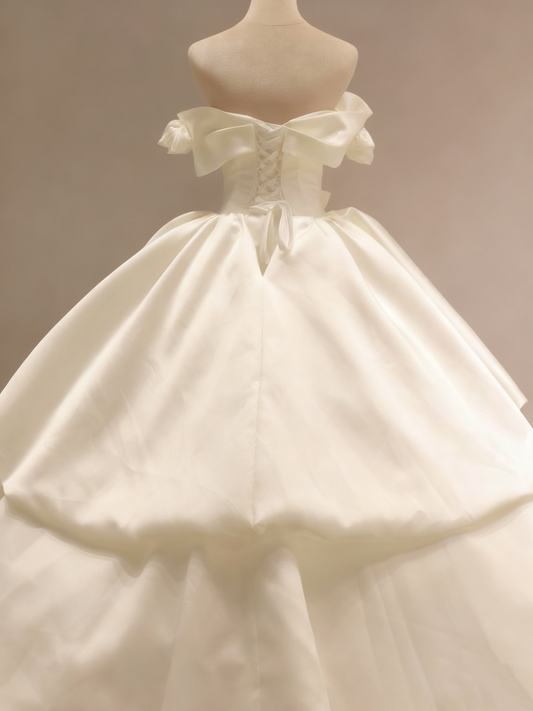 New Arrival Wedding Dress Off Shoulder Pleated Rose Wedding Dress D3579