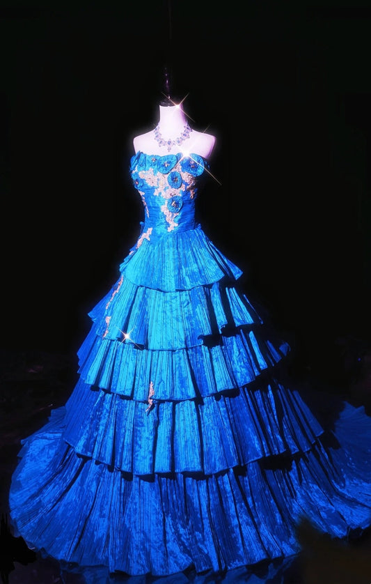 Gorgeous Prom Dress Strapless Pleated Evening Dress Ball Gown Quinceanera Dress D3584