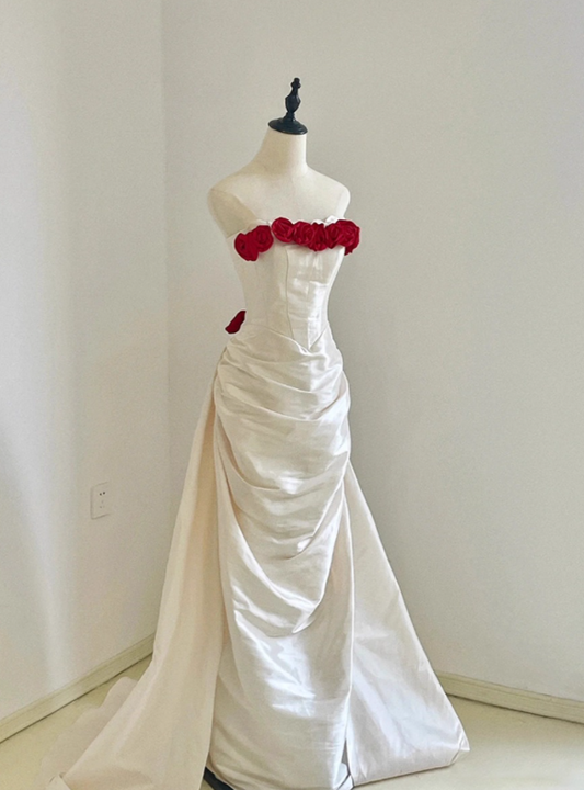 New Arrival Wedding Dress Strapless Pleated Rose Wedding Dress D3599