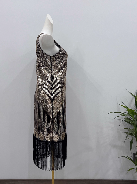 Stunning Prom Dress Crew Neck Tassel Sequins Birthday Party Dress Cocktail Dress D3620