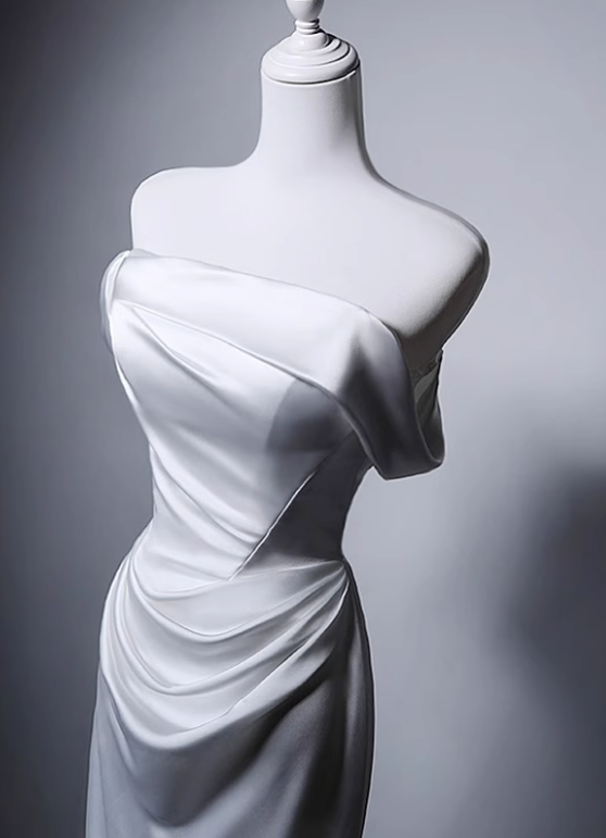 Minimalist Wedding Dress Off Shoulder Pleated Mermaid Wedding Dress D3638
