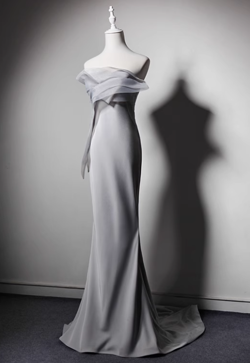 Minimalist Prom Dress Strapless Pleated Mermaid Evening Dress Gala Dress D3642