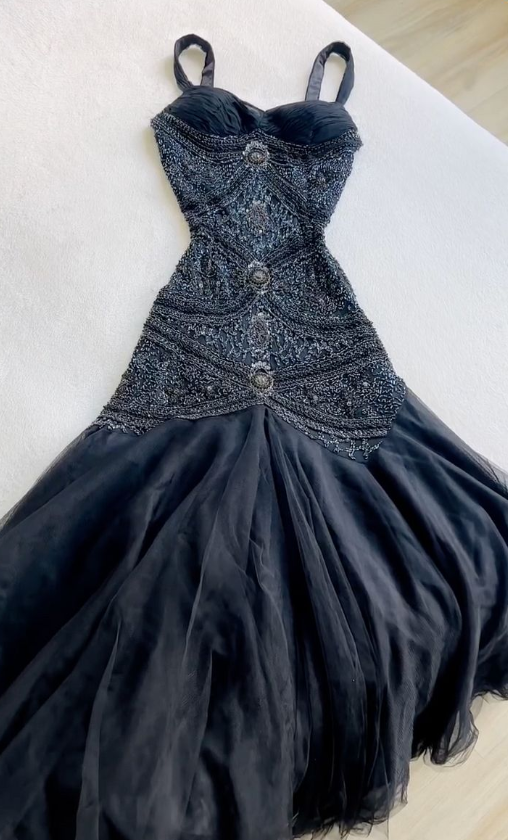 Retro Prom Dress Spaghetti Straps Tulle Pleated Evening Dress Party Dress D3670