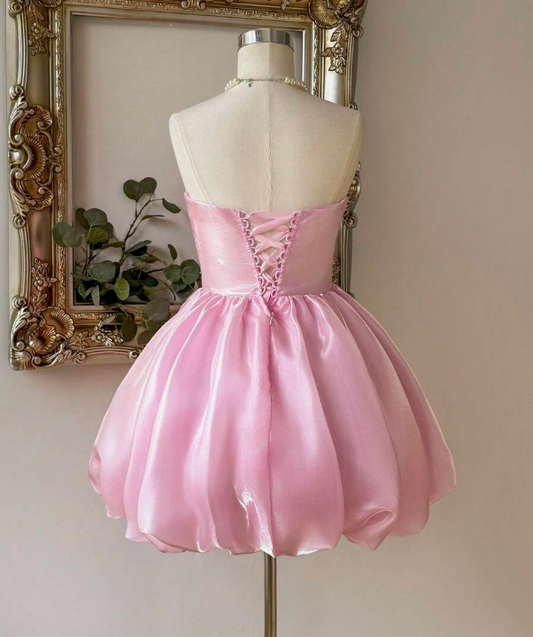 Stunning Homecoming Dress Pink Sweetheart Pleated Short Prom Dress 18th Outfits Birthday Party Dress D3674