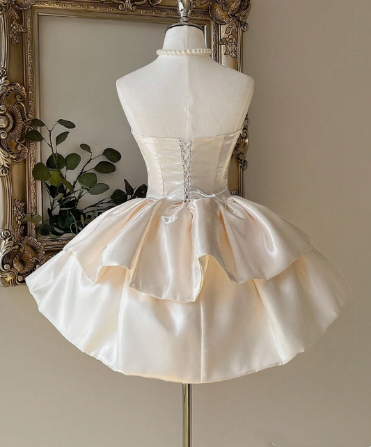 Beauty Homecoming Dress Strapless Pleated Short Prom Dress Sweet16 Outfits D3678