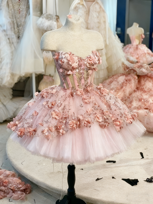Pretty Homecoming Dress Sweetheart Floral Tulle Short Prom Dress Sweet 16 Outfits D3681