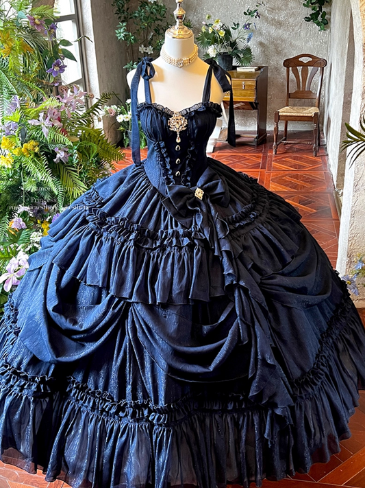 New Arrival Prom Dress Dark Blue Spaghetti Straps Pleated Ball Gown Evening Dress Quinceanera Dress D3693