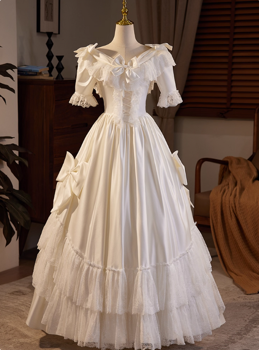 New Arrival Wedding Dress V-neck Pleated Lace Wedding Dress D3695