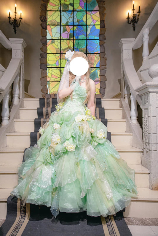 New Arrival Prom Dress Strapless Tulle Flower Ball Gown Sweet 16 Dress D3711