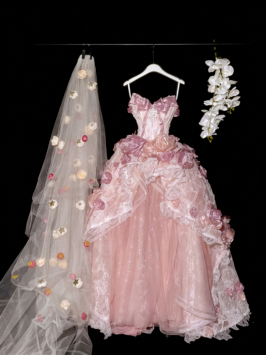 Popular Prom Dress Sweetheart Lace Flower Ball Gown Sweet 16 Dress Evening Dress D3712