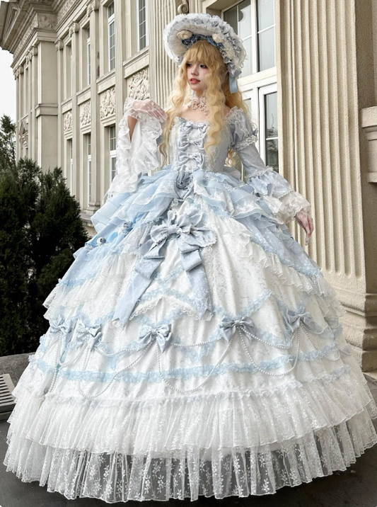 New Arrival Prom Dress Square Neck Lace Tiered Ball Gown Quinceanera Outfits Evening Dress D3723