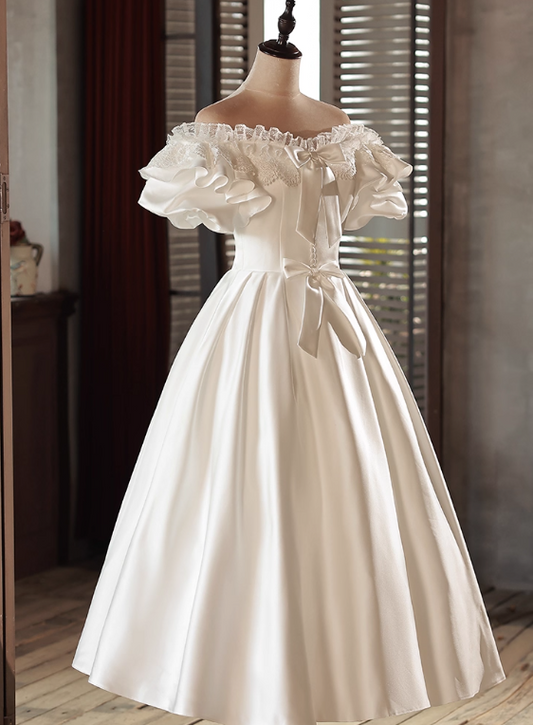 New Design Wedding Dress Off Shoulder Ruffle Pleated Wedding Dress D3725