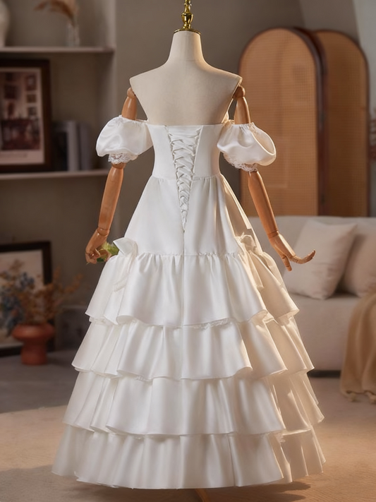 Newest Wedding Dress Off Shoulder Pleated Tiered Wedding Dress D3742