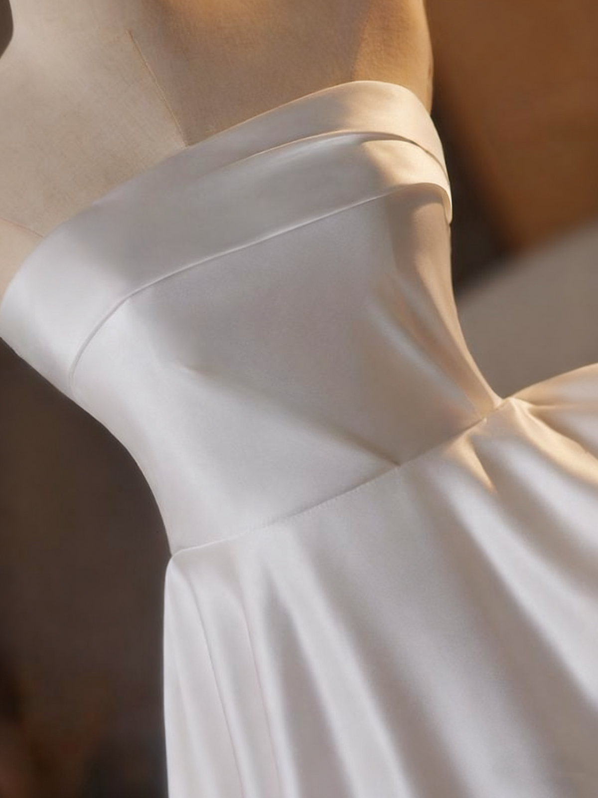 Minimalist Wedding Dress Strapless Pleated Wedding Dress D3747