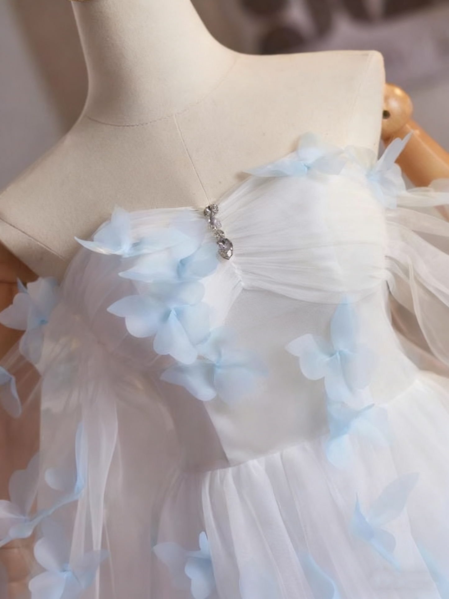 Romantic Prom Dress Off Shoulder Tulle Butterfly Evening Dress Gala Dress D3755