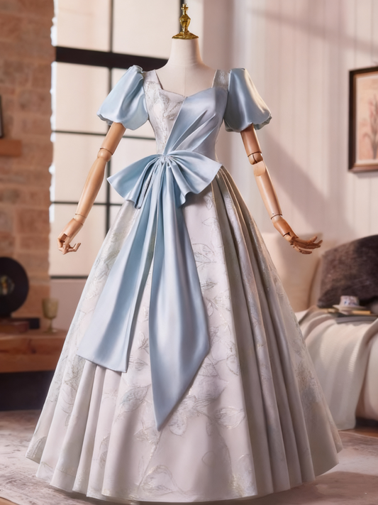 Stunning Prom Dress V-neck Pleated Print Ball Gown Evening Dress D3761