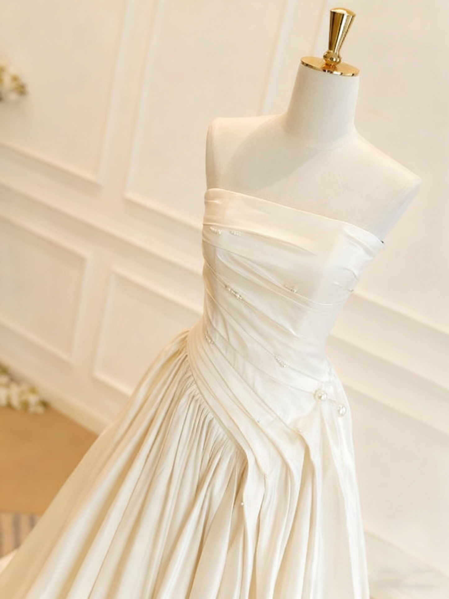 New Arrival Wedding Dress Strapless Pleated Wedding Dress D3770