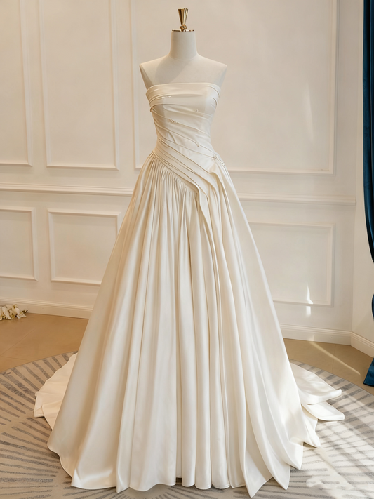 New Arrival Wedding Dress Strapless Pleated Wedding Dress D3770