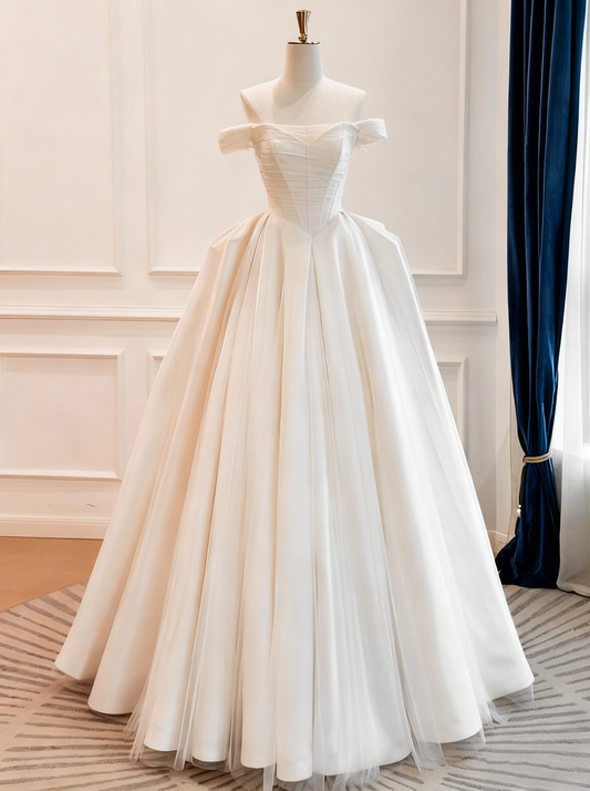 Minimalist Wedding Dress Off Shoulder Wedding Dress D3776
